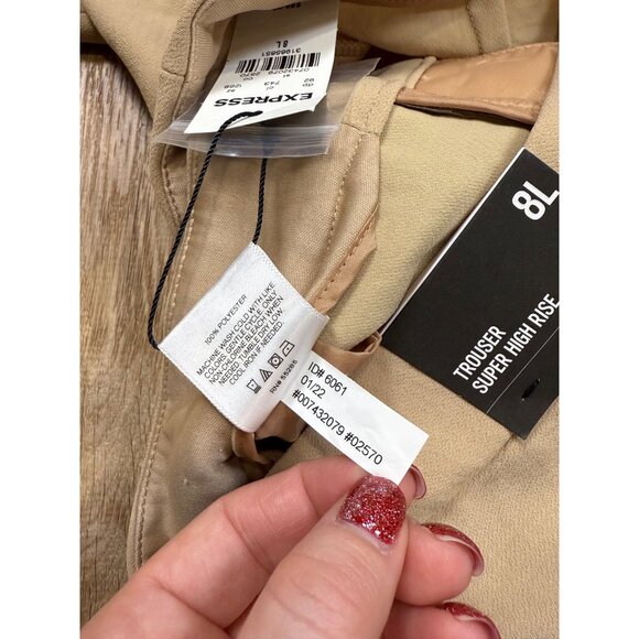 Express Womens Beige Tan Super High-Rise Trousers 8L NWT - Picture 4 of 9